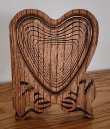 Vintage Wooden Collapsible Folding Heart Sculpture