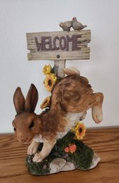 Pre Owned WELCOME Rabbit Theme Yard Decor Hospitality Greeting