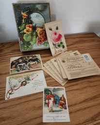 Vintage Decor Box With Assorted Paper Artifacts