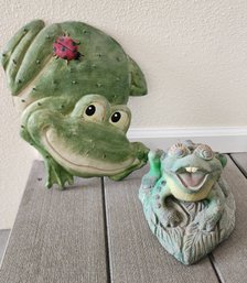 (2) Lawn And Garden Frog Decor Figures