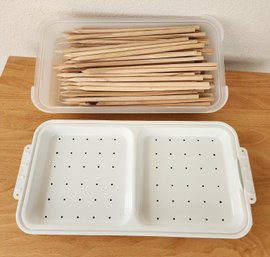 Huge Bundle Of Wood Point Dowels And Steamer Cookware