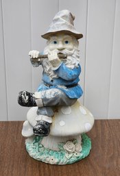 Vintage Knome With Flute Outdoor Decor