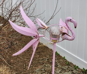 Vintage Pink Flamingo Metal Yard Lawn Garden Art Wind Feature
