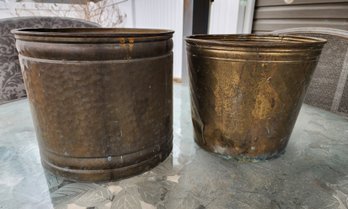 (2) Vintage Brass Containers
