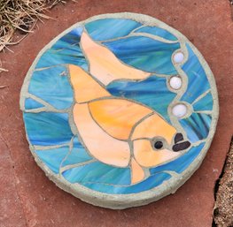 Vintage TILE Mosaic Outdoor Stone Cement Paver Accent Fish Theme