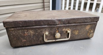 Vintage Metal Lockbock With Bank Bag