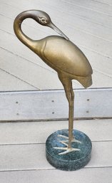 Vintage Mid Century Modern Brass Crane Sculpture