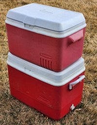 (2) Red Ice Chest Coolers