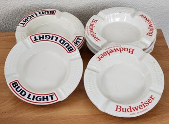 Vintage Assortment Of HAEGER Ceramic Bud Light And Budweiser Ashtrays