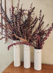 (3) Graduated Flower Vases With Artificial Flowers