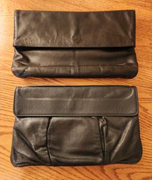 (2) Vintage Ladies Black Leather Handbags
