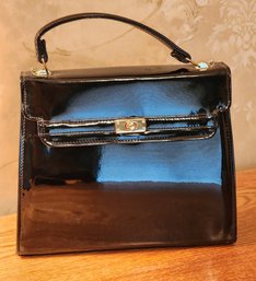 Ladies Black Patent Leather Style Women's Handbag Purse