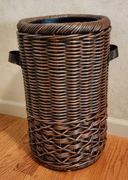 Woven Rattan Wicker Wastebasket With Metal Liner