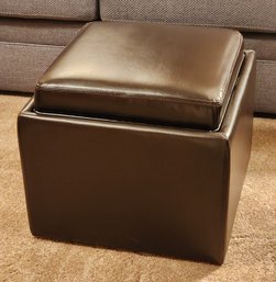 Rolling Soft Synthetic Leather Ottoman With Hidden Tray #2