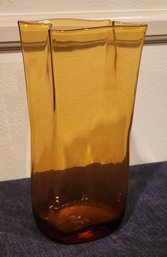 Dark Orange Art Glass BLENKO 2016 Flower Vase