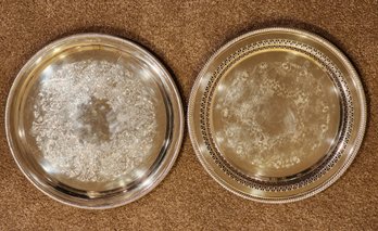 (2) Fancy Silver Plated Serving Trays
