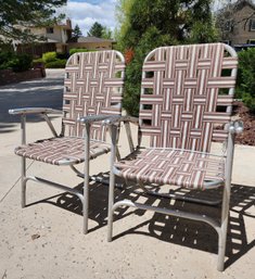 (2) Vintage Webbing Style Lawn Chairs