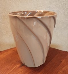 WAMSUTTA Taupe Swirl Effect Ceramic Wastebasket