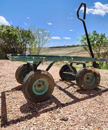 Vintage Rolling Green Metal Transport Carr