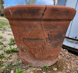 Vintage Large Distressed Clay Flower Pot