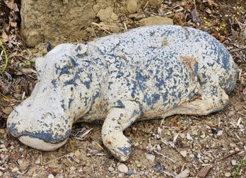 Vintage Cement Hippopotamus Yard Figure