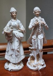 (2) Vintage Porcelain Colonial Standing Figures