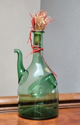 Vintage Mid Century Modern Green Fine Crystal Wine Decanter