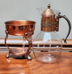 Vintage Glass And Copper Carafe System