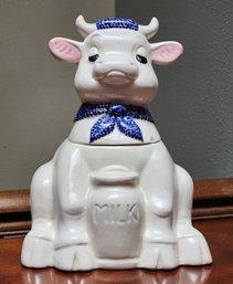 Vintage Ceramic Cow Theme Cookie Jar