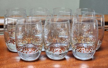 (11) 1980s 22k Gold Dots Ombre Lowball Whiskey Glasses Tumblers Libbey Glass Style