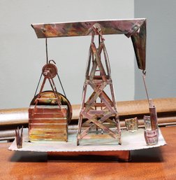 Vintage Copper Oil Rig Sculpture Music Box