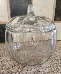 Vintage Glass Pumpkin Jar With Lid