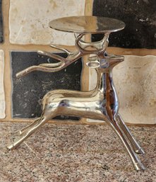 Silver Tone Reindeer Candle Holder