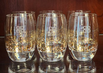 (6) 1980s 22k Gold Dots Ombre Lowball Whiskey Glasses Tumblers Libbey Glass Style
