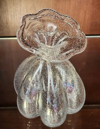 Tilting Neck Fine Art Glass Handmade Flower Vass
