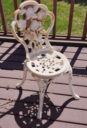 Antique HEAVY Cast Iron White Paint Lawn Chair