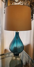 Vintage Blue Art Glass Base Table Lamp