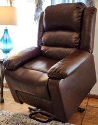 Synthetic Brown Leather Lift Mobility Chair