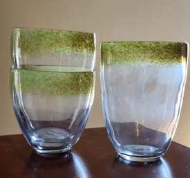(3) Contemporary Art Glass Display Vessels