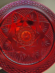 Bundle Of Vintage Red Ruby Art Glass Fancy Dining Plates