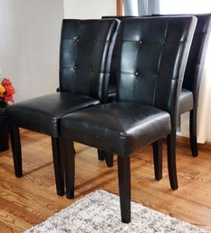 Set Of (4) Contemporary Synthetic Leather Dining Chairs