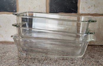 (3) Vintage ANCHOR HAWKING & PYREX Glassware Baking Pans
