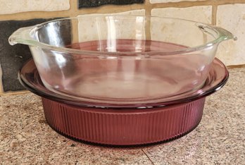 (2) Vintage Round Glassware Baking Pans