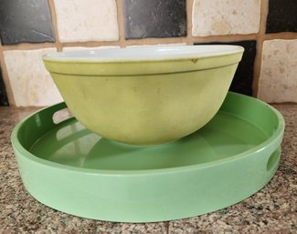 Green Home Decor Utility Bundle - Tray And PYREX Mixing Bowl