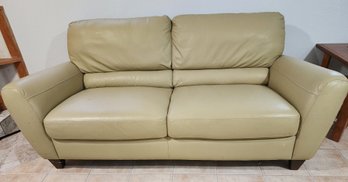 Vintage Cream Colored Synthetic Leather Sofa