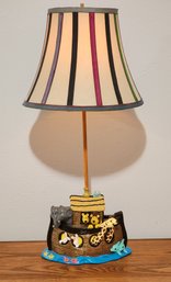Vintage Ceramic Base Children's NOAH'S ARK Theme Table Lamp