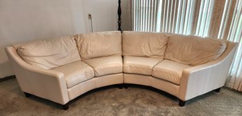 Synthetic Leather Curved Sectional Sofa