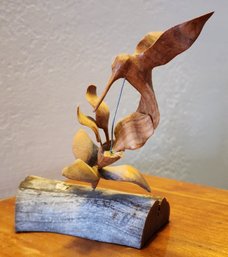 Vintage Wooden Hummingbird Sculpture
