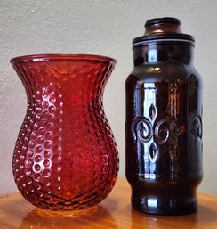 Vintage Red And Dark Amber Art Glass Selections