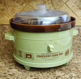 The All American Crockery Cook Pot Mid Century Modern Avocado Green